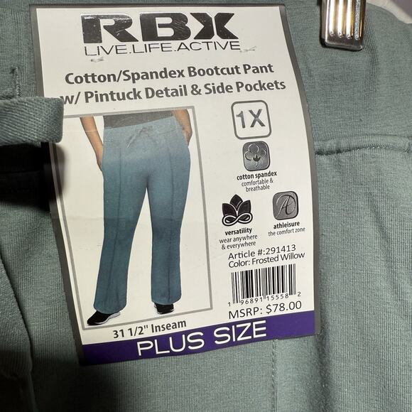 RBX Pants Women’s Size 1X Frosted Willow Bootcut with Pockets Cotton Stretch - Picture 4 of 7